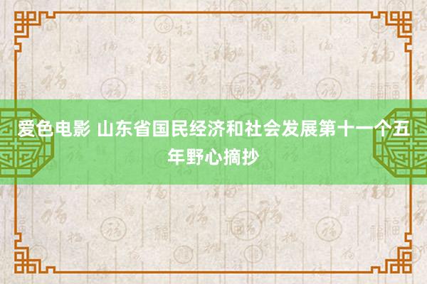 爱色电影 山东省国民经济和社会发展第十一个五年野心摘抄