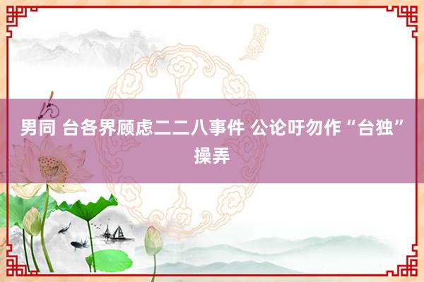 男同 台各界顾虑二二八事件 公论吁勿作“台独”操弄